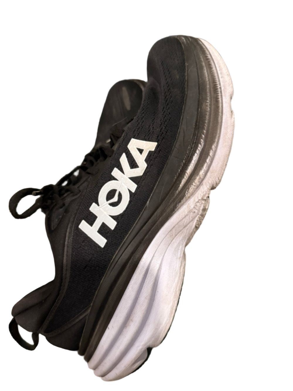 Men's Hoka Bondi 8 Running Sneakers Black White Size 9